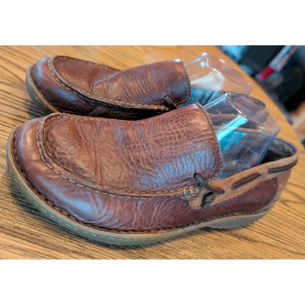 Born Loafers Men's Size 9 W Two Tone Brown Leather Slip On Shoes Casual Comfort